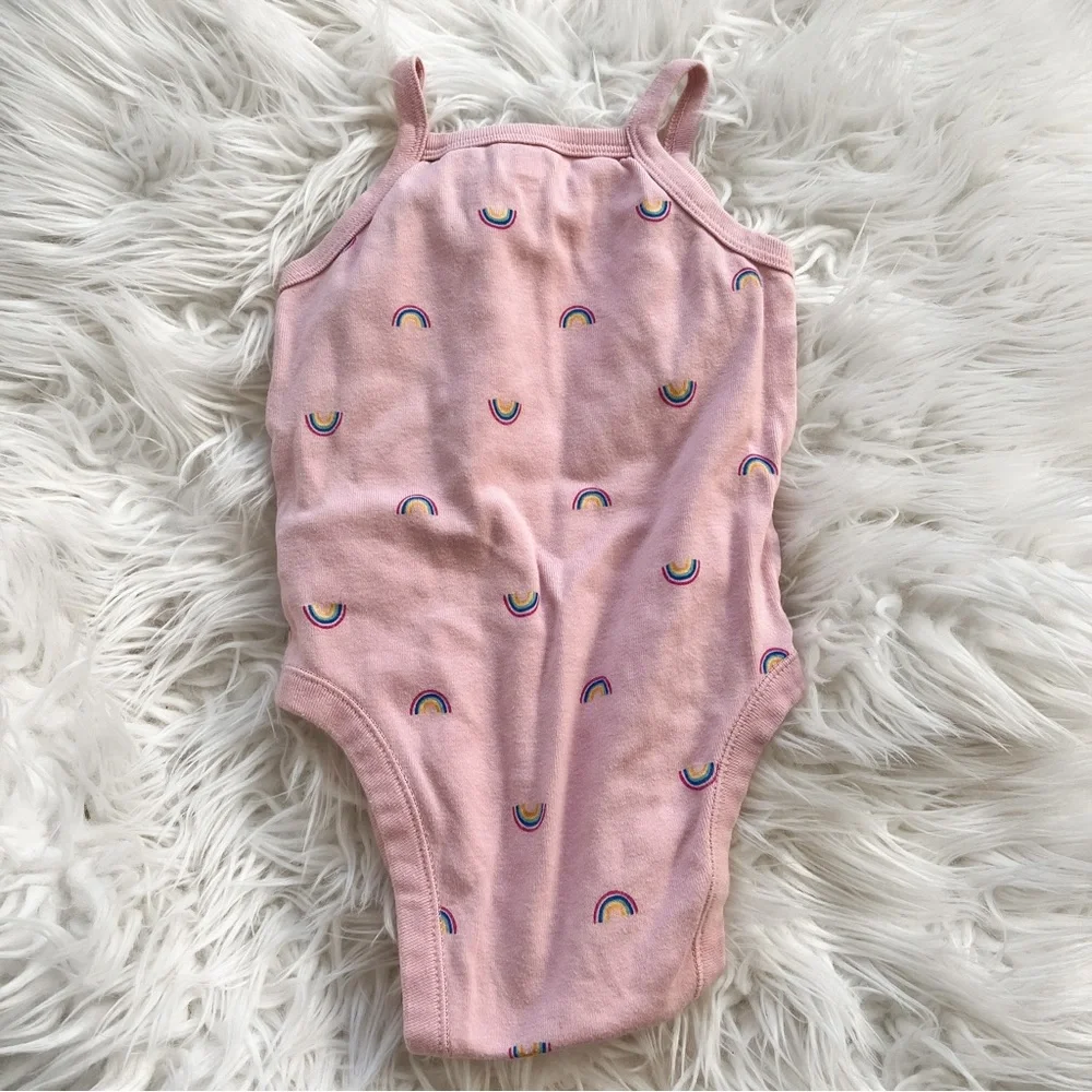 Old Navy Baby Pink Rainbow Tank Bodysuit 6-12M